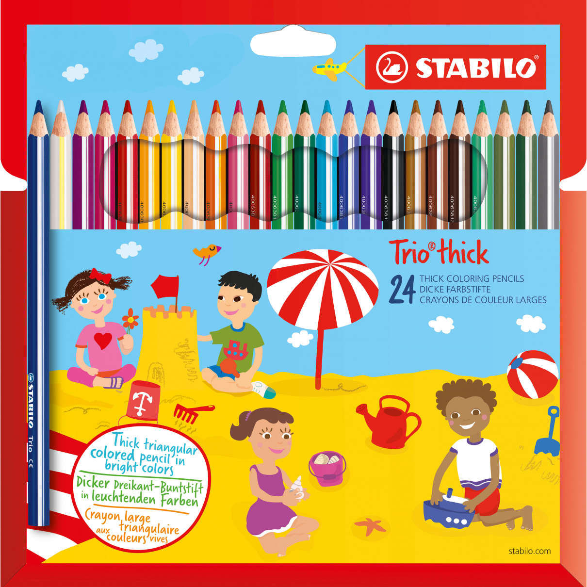STABILO Trio thick Colouring Pencil - Wallet of 24 - Assorted Colours